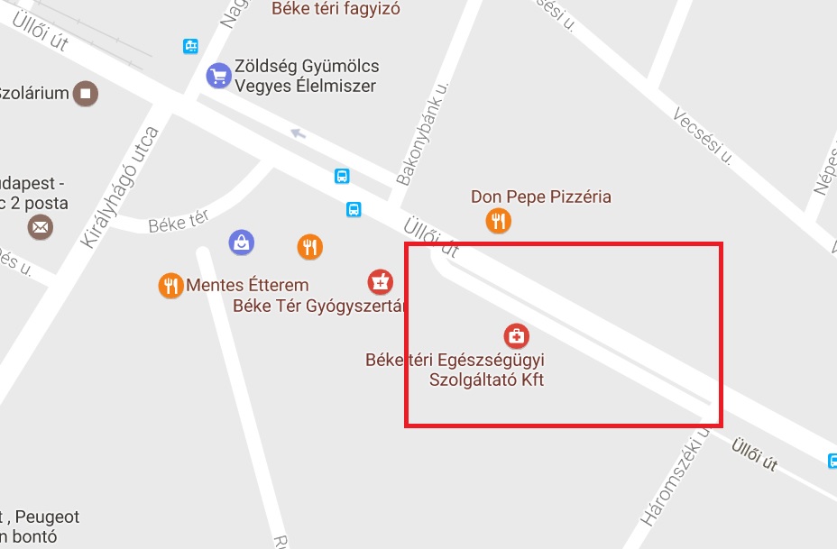 18. kerület, Béke téri egészségügyi központ parkolás