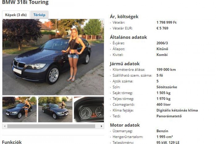 Az asszonnyal együtt “eladó” ez a használt BMW