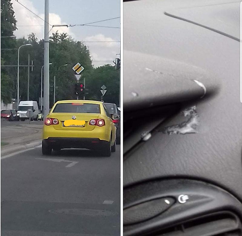 Beköpött a taxis a lehúzott ablakon