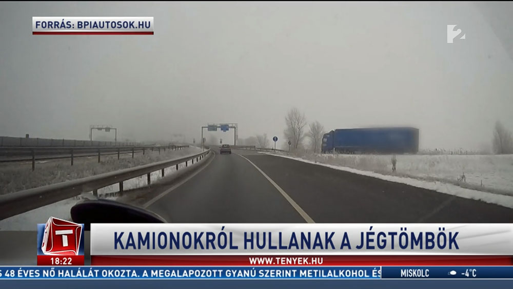 Nyilatkoztunk a TV2-nek a kamionokról lehulló jégtömbök ügyében