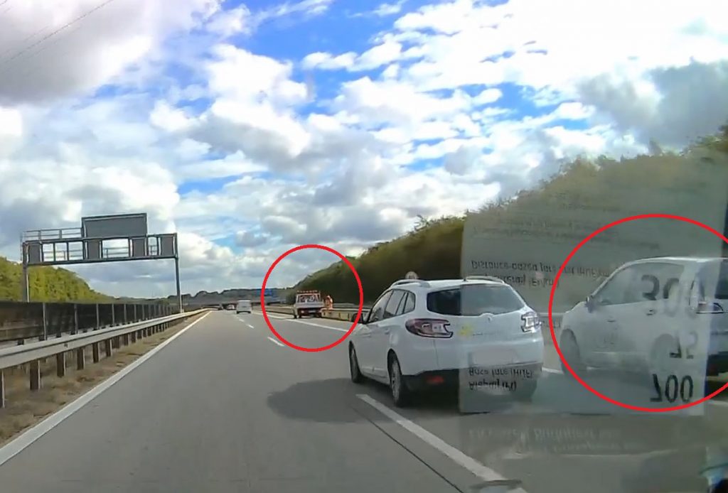 VIDEÓ: Leállósávon előzött az M0-áson ott, ahol éppen munkavégzés folyt