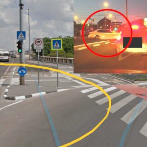 VIDEÓ: Piros lámpát került, közben majdnem biciklist gázolt a mercis