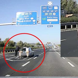 VIDEÓ: Az M1-en toltak egy Golfot ma délelőtt. Azt nem tudjuk, hogy Győrig, vagy Bécsig