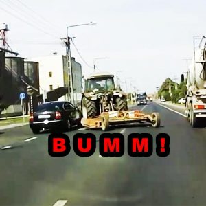 Videón, ahogy traktornak hajt a Volkswagen sofőrje