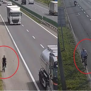 VIDEÓ: Autópályán TILOS! kerékpározni, de úgy tűnik nekik senki nem szólt erről