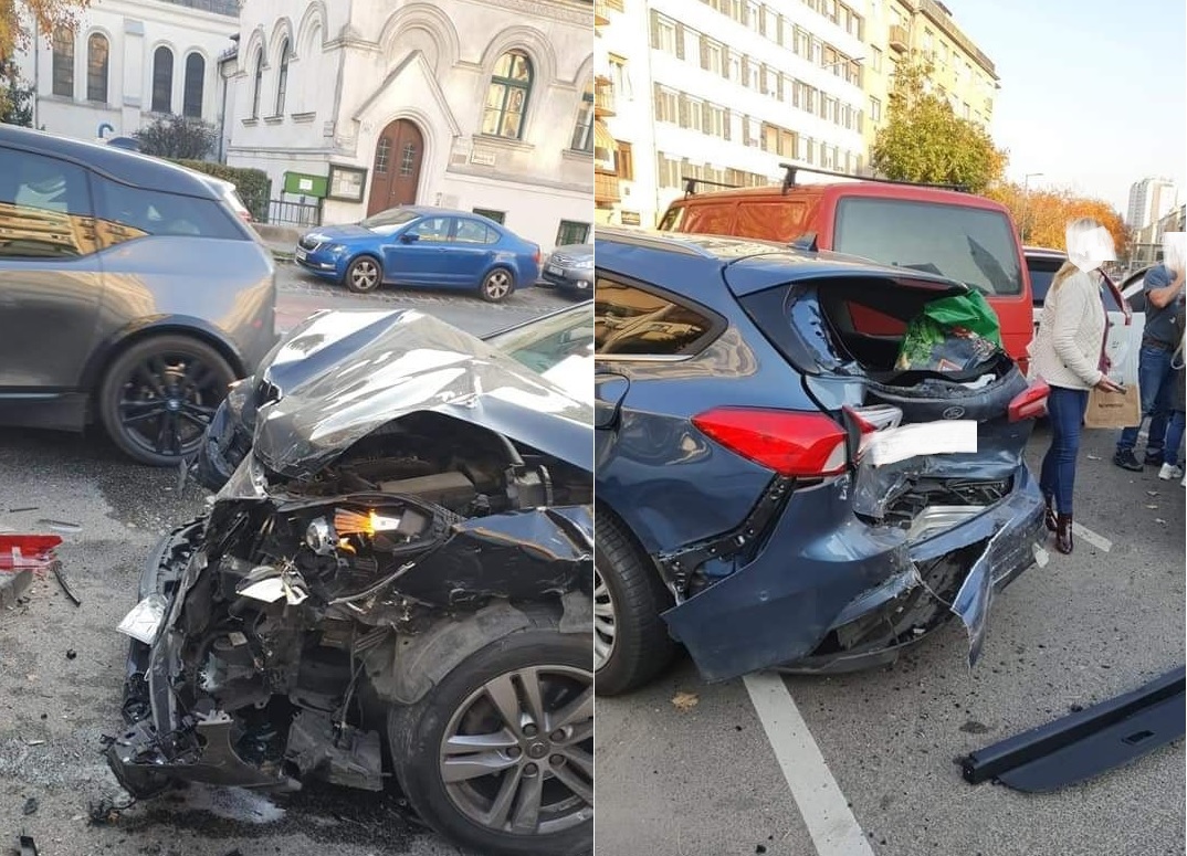 FOTÓK: Rosszul lett a volán mögött és parkoló autónak rohant járművével egy férfi tegnap a 11. kerületben