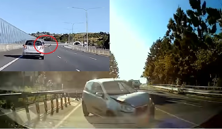VIDEÓ: Baltával fenyegetőzött, majd szándékosan többször neki is ment a másiknak a dühös autós