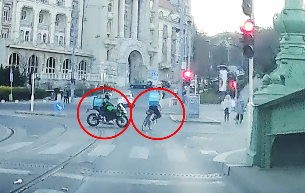 Videón a két futár veszélyes találkozása