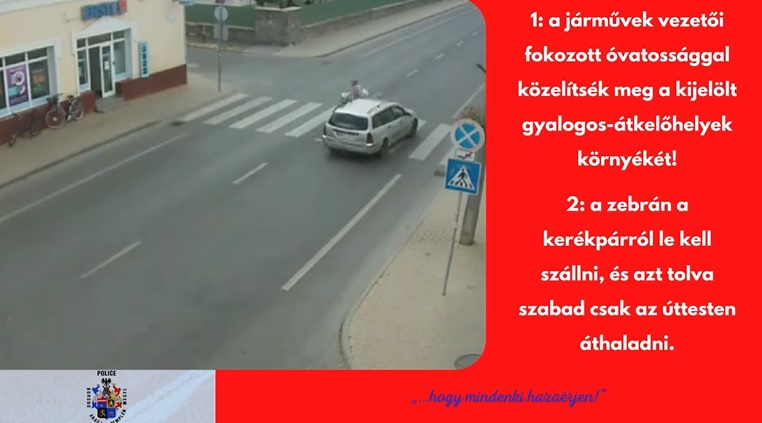 Videón, ahogy zebrán ütnek el egy kerékpárost