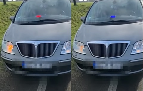 VIDEÓ: Forgalmi engedélye nem, de szivargyújtóról működő kéklámpája az volt a 61-esen elfogott autósnak
