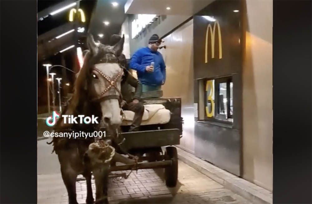 Lovas kocsival álltak be a McDrive-ba Pápán