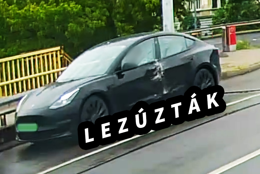 VIDEÓ: Nem fért ki a teherautó előtt a Tesla. Elsőbbséget kellett volna adni a Ferdinánd hídon