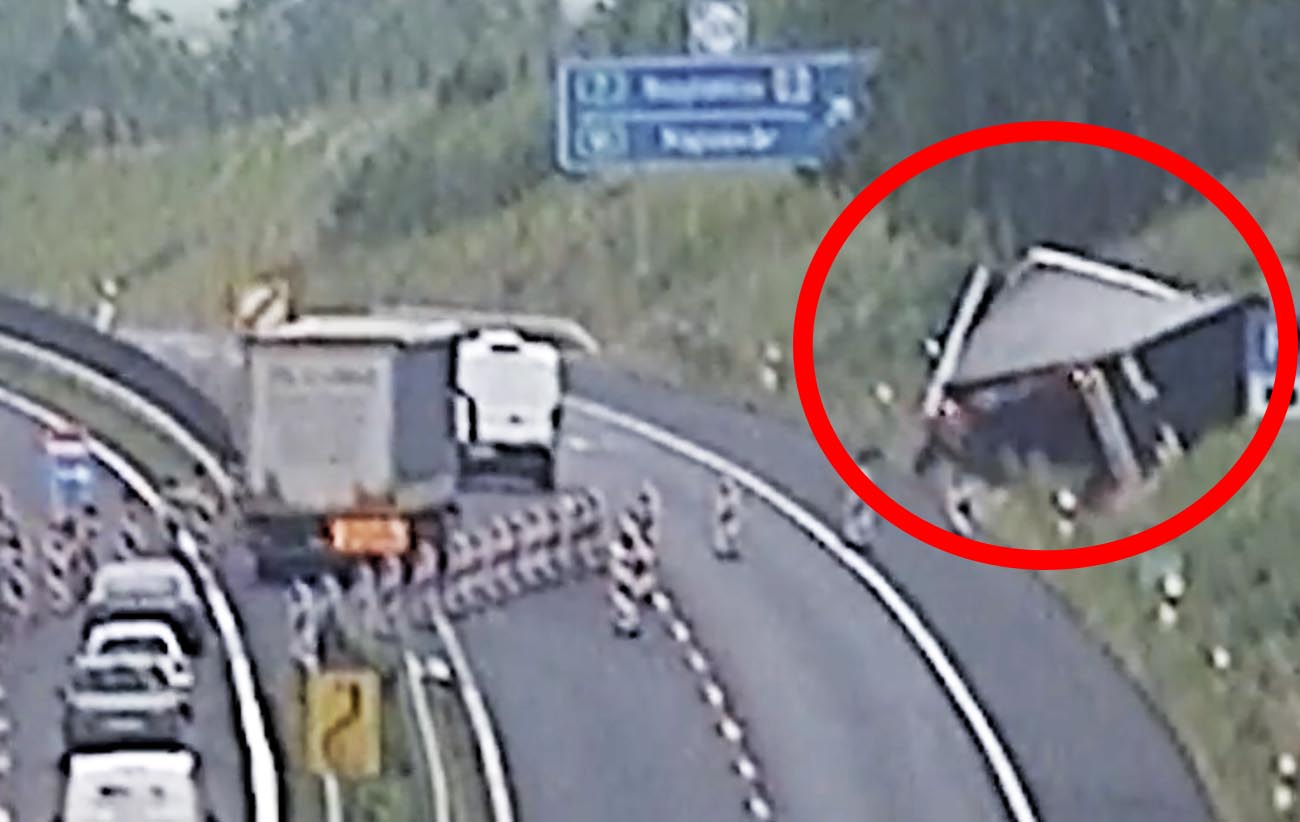 Videón a borulás: Az M7-en borult árokba, de nem csak ott volt probléma