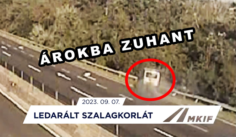 Videón, ahogy „lerepül” egy kisbusz az M3-asról
