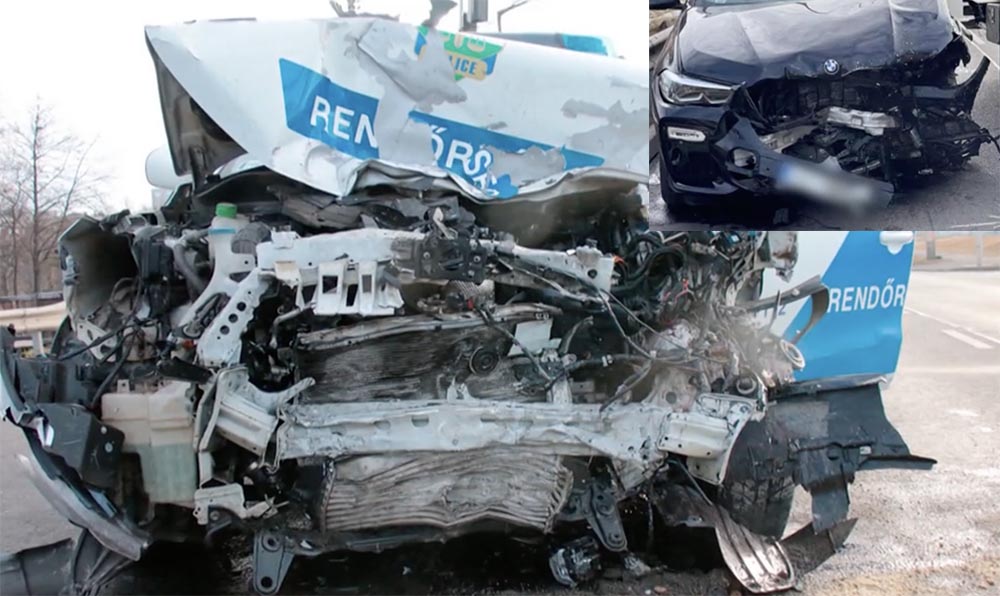 VIDEÓ: 120 km/h-val csapódott a rendőrök autójába a BMW-s, majd elbújt egy bokorban