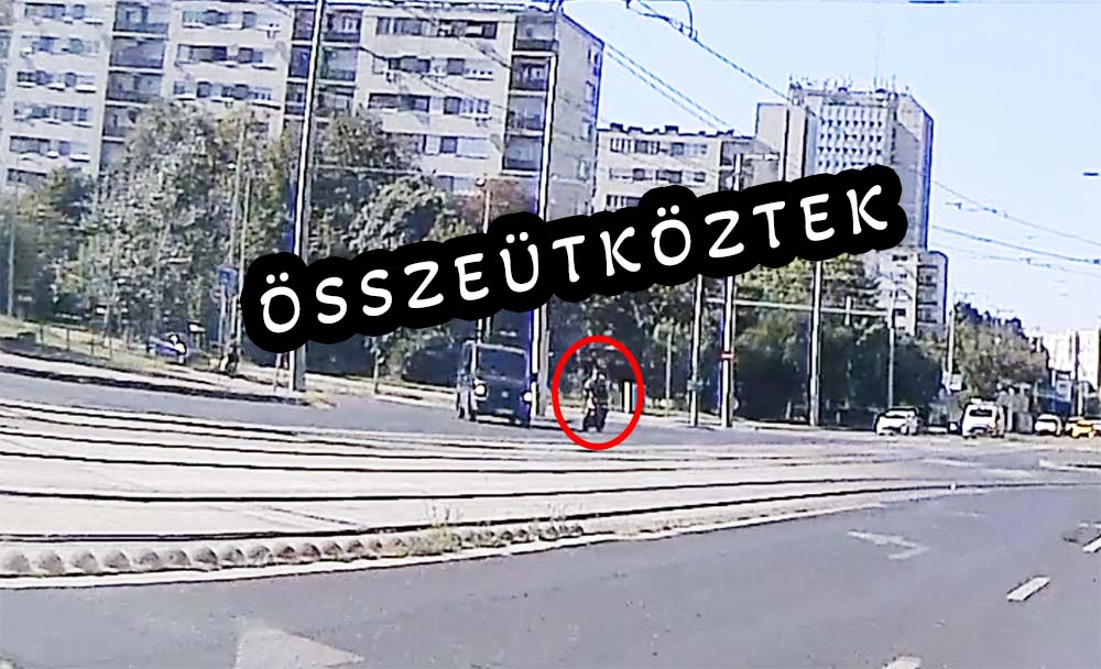 Videón, ahogy motorossal ütközik egy furgon a 11. kerületben