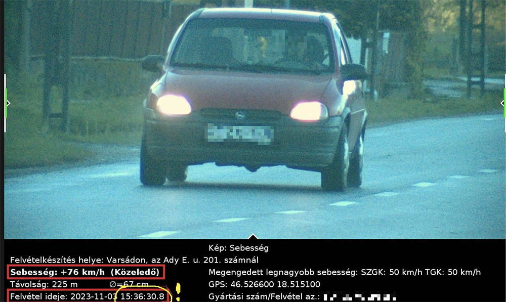 41 perc alatt háromszor futott bele a traffipaxba. Ez lett az eredménye