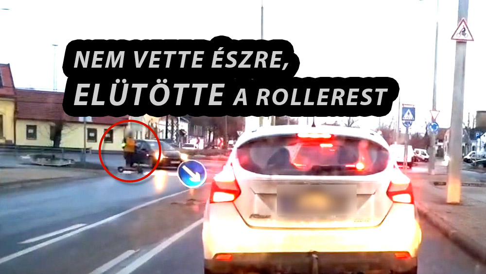 VIDEÓ: Nem vette észre, elütötte a rollerest a körforgalomból kihajtó autós Székesfehérváron