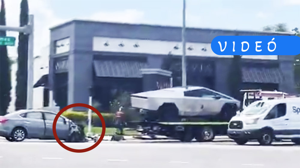 Tesla Cybertruck oldalának ütközött. Eltűnt az eleje…